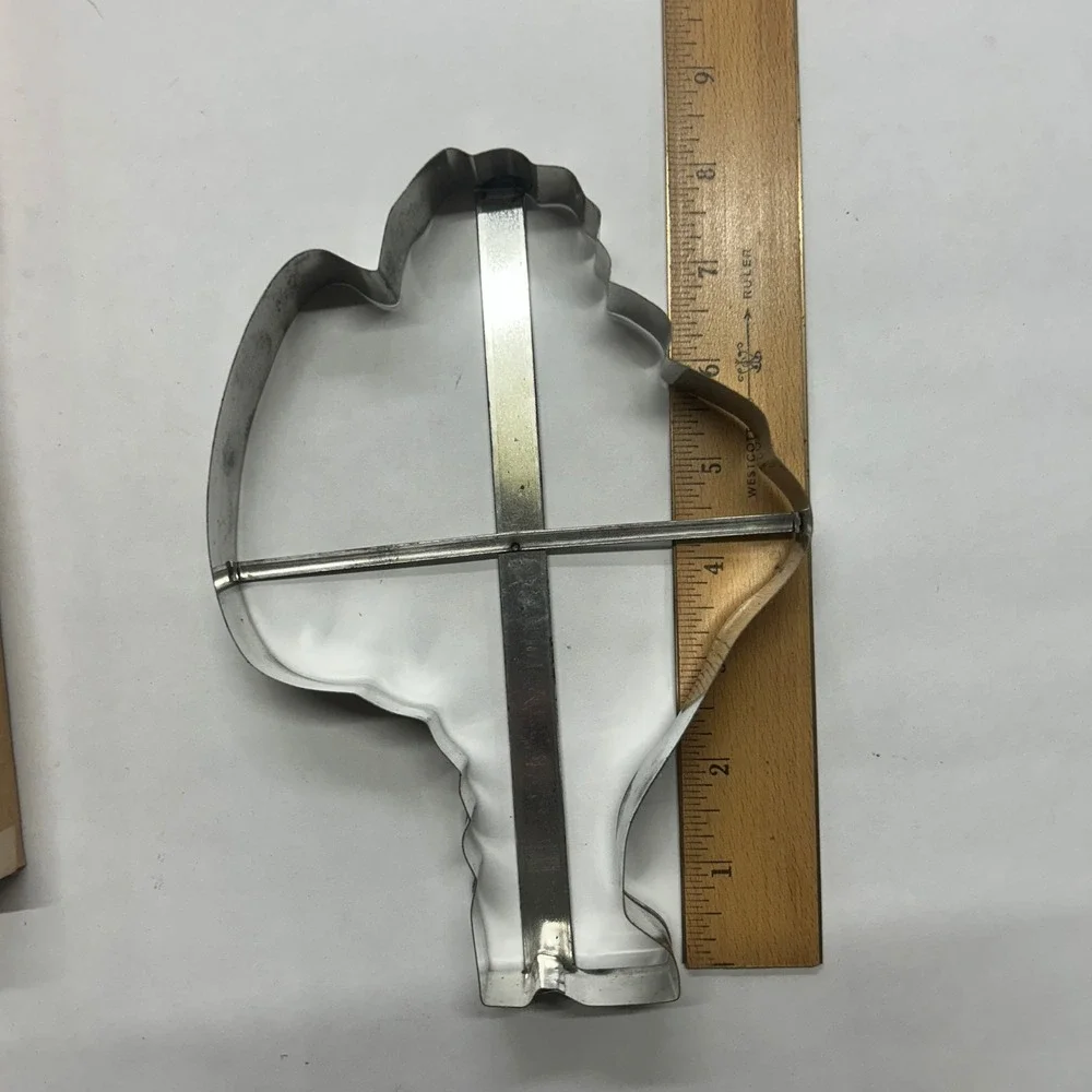 VTG 1940s Santa Metal Cookie Cutter w Box 8in‎ Christmas Kitchen Baking Collect